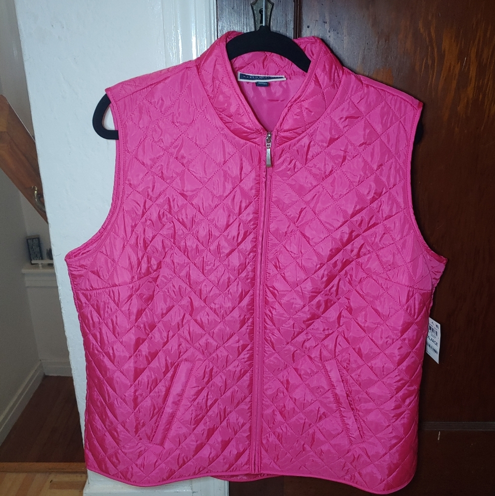 Karen Scott Magenta Quilted Sport Vest